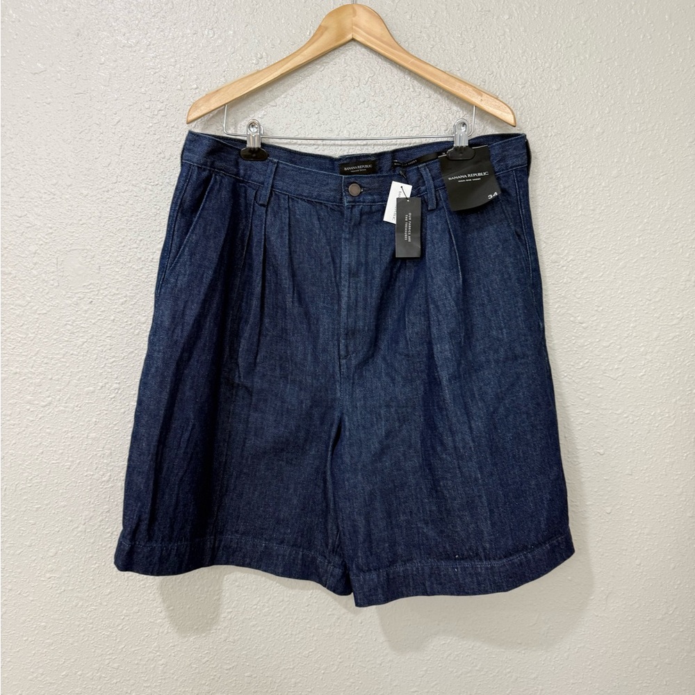 Banana Republic Blue Jean Shorts High-Waisted Tailored Size 34 NWT